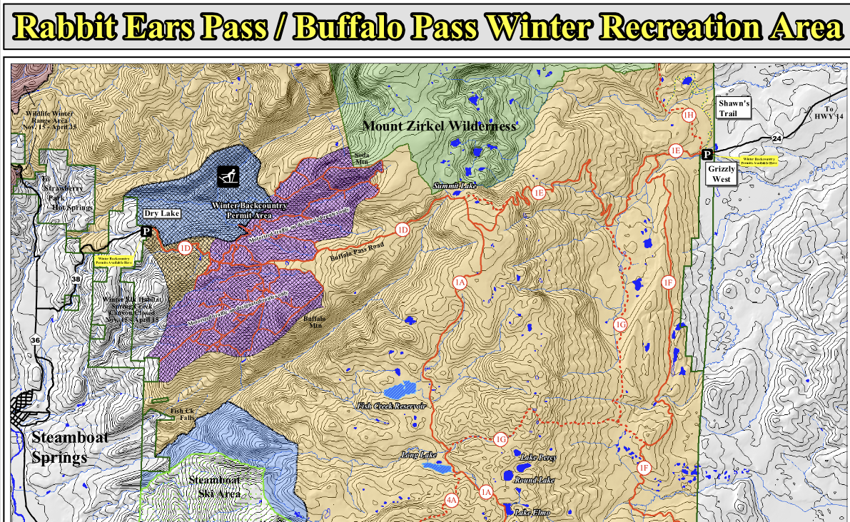 Rabbit Ears Pass / Buffalo Pass Winter Recreation Area map